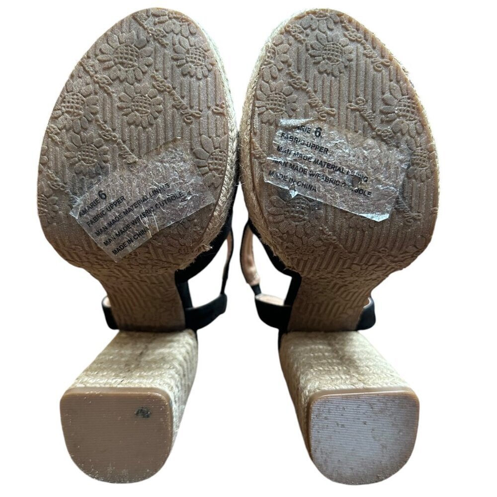 Yellow Box Amarie Black Suede Espadrille Block Heel‎ Shoe Sandal Size 6 - Picture 8 of 9